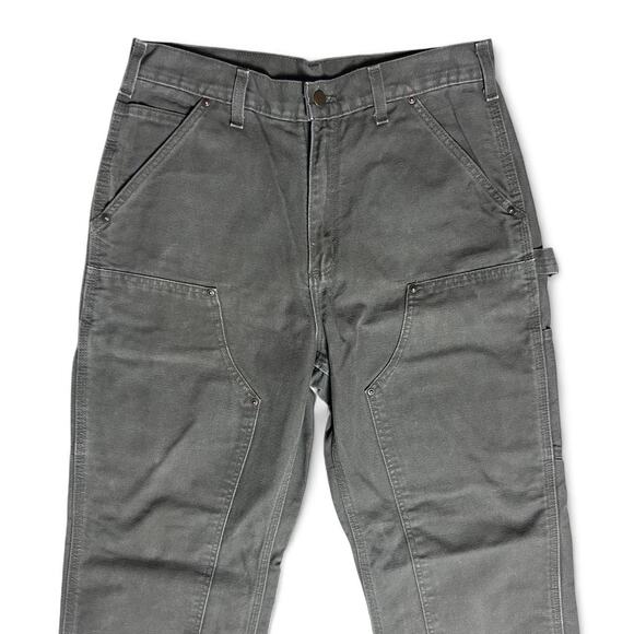 Carhartt B136 Moss Green Double Knee Workwear Carpenter Dungaree Pants 32 - Picture 4 of 5